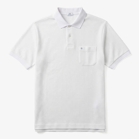 Polo de manga corta de algodón gofrado blanco para hombre SERGE BLANCO