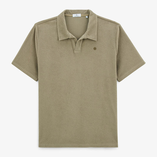 Polo de manga corta Lane de rizo de algodón verde caqui para hombre SERGE BLANCO