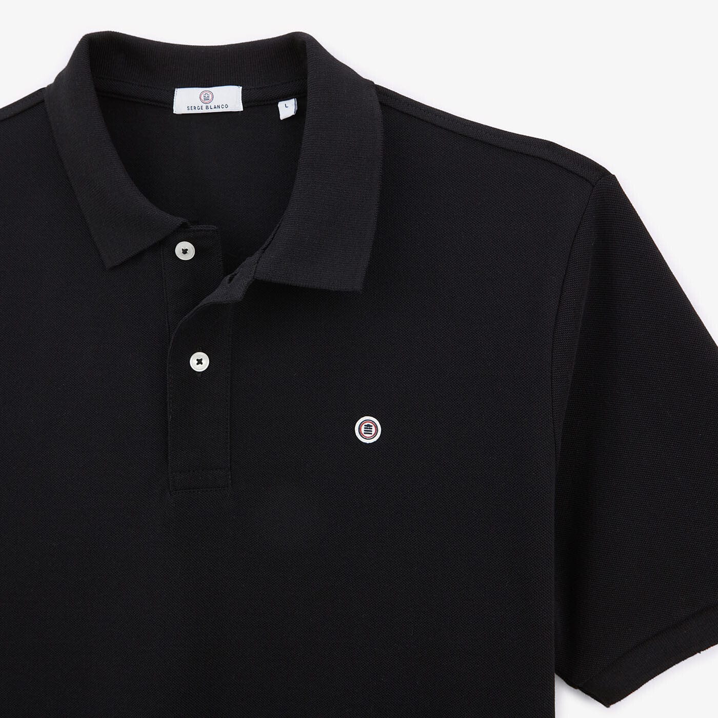 Polo de manga corta Lucas de algodón negro para hombre SERGE BLANCO