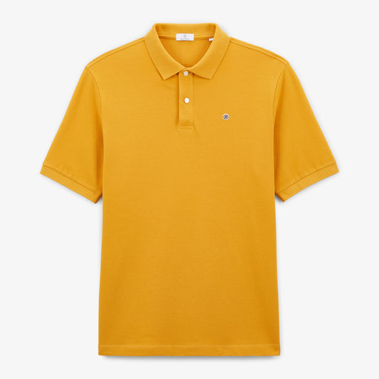 Polo de manga corta de algodón piqué Lucas amarillo dorado para hombre SERGE BLANCO