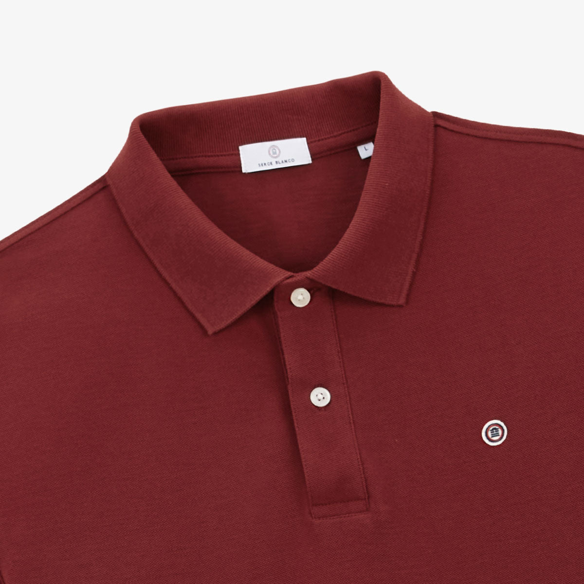 Polo de manga corta de algodón piqué Lucas rojo merlot para hombre SERGE BLANCO