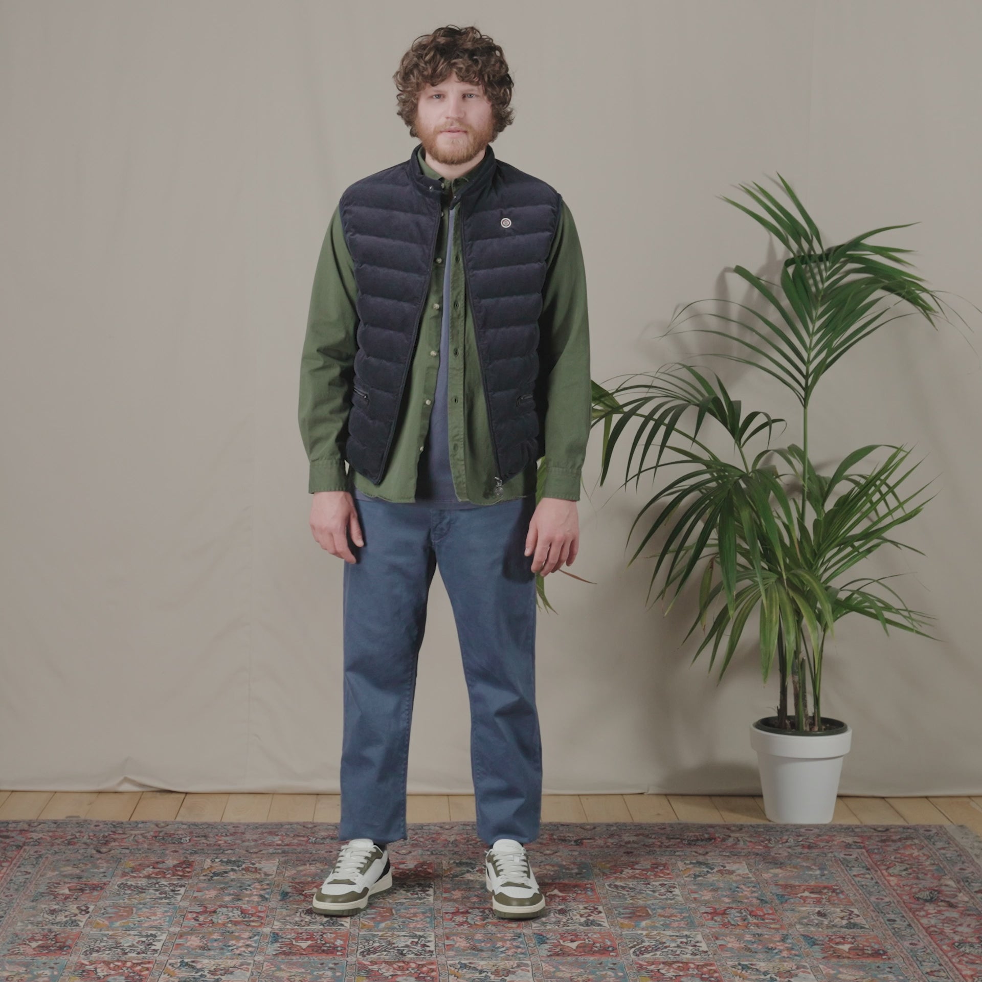 Chaqueta sin mangas para hombre azul marino de terciopelo Serge Blanco