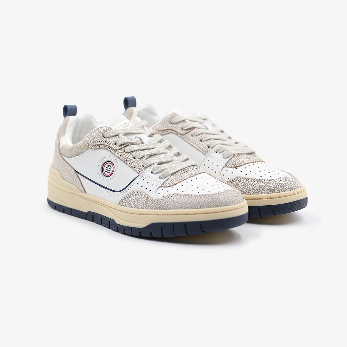 Zapatillas Vernaz de cuero craquelado y denim para hombre SERGE BLANCO