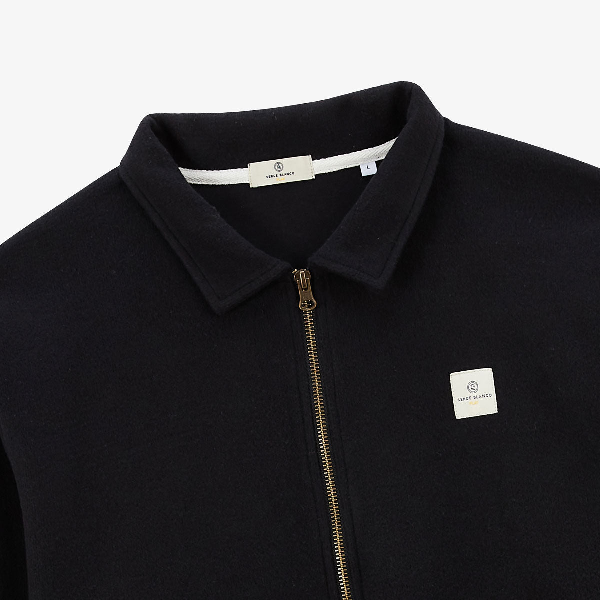 Sudadera con cremallera y cuello polo Souleman negra para hombre SERGE BLANCO