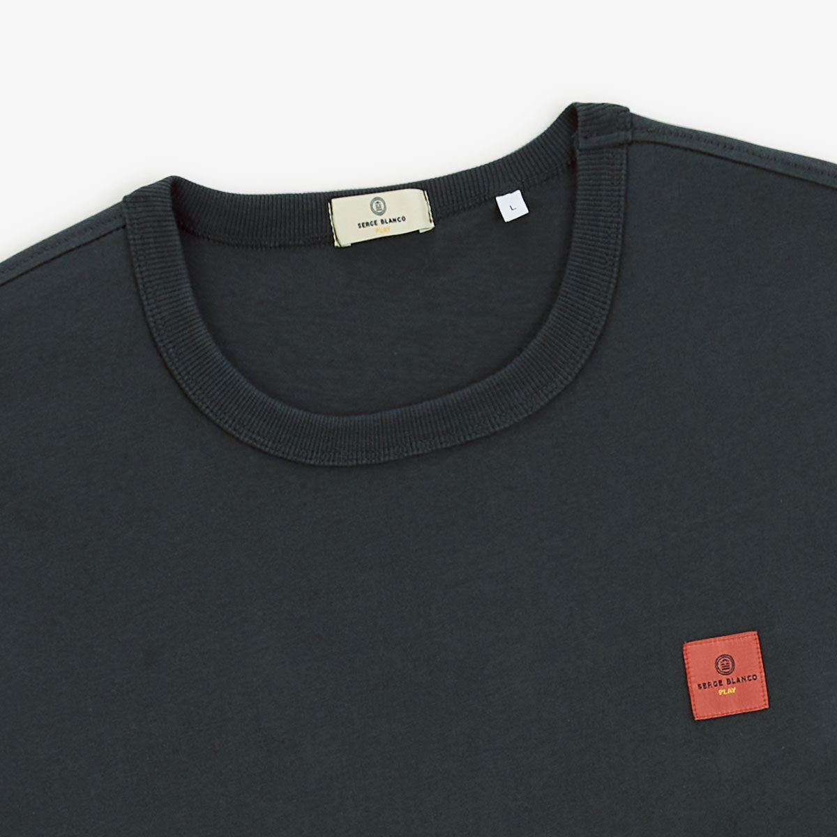 Camiseta de cuello redondo gris carbón de algodón con estampado de dragón en la espalda para hombre SERGE BLANCO