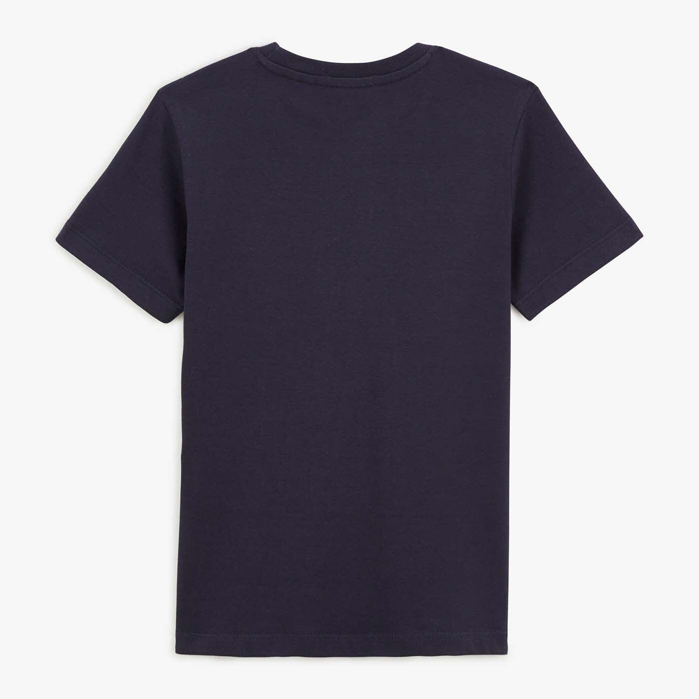 Camiseta de manga corta con cuello redondo de algodón azul oscuro para niño SERGE BLANCO