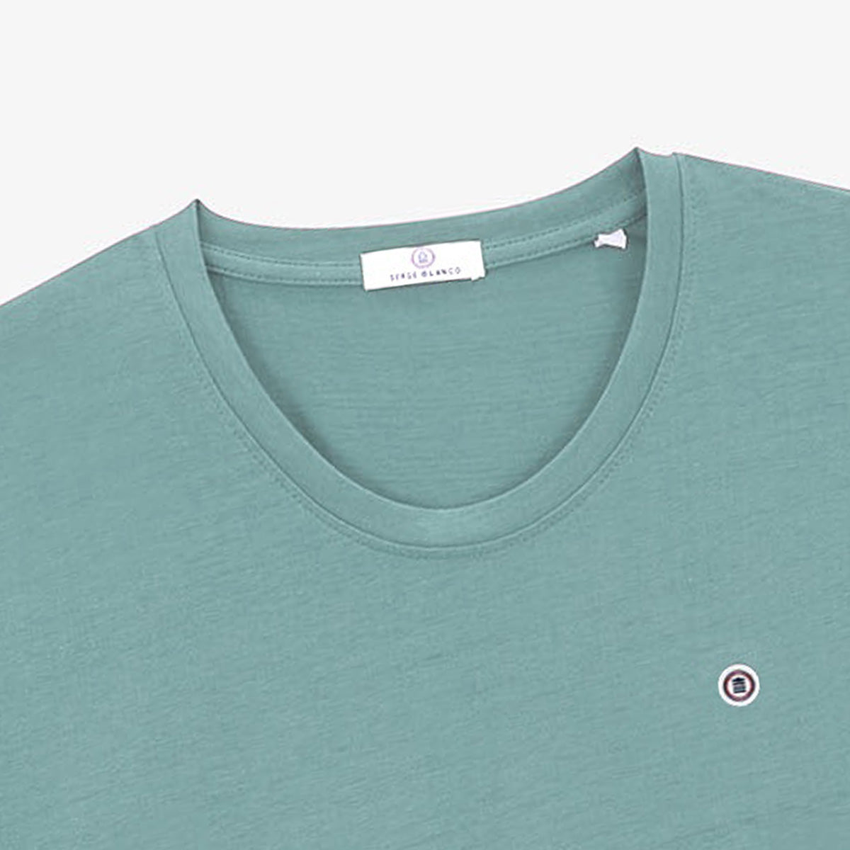 Camiseta de manga corta con cuello redondo de algodón azul glaciar Théo Hombre SERGE BLANCO