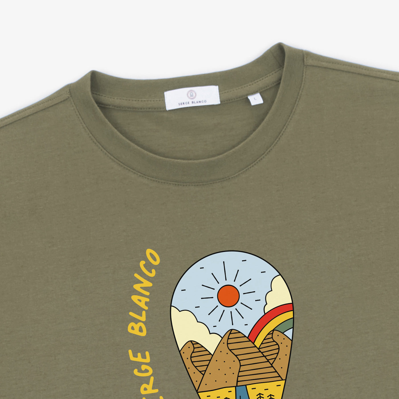 Camiseta de manga corta con cuello redondo Turner Teck Verde Caqui Hombre SERGE BLANCO