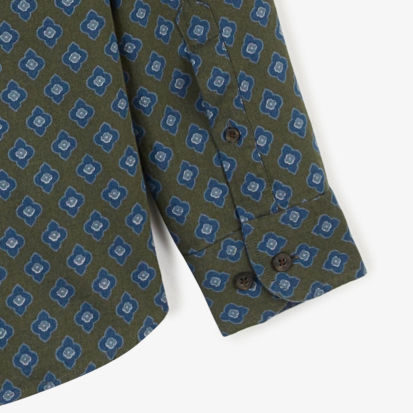 Léine flannel priontáilte feistithe d'fhir