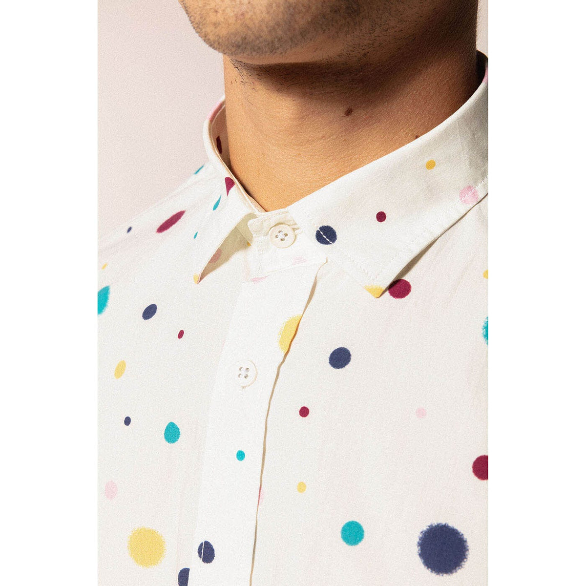 Camicia a maniche corte in popeline multicolore