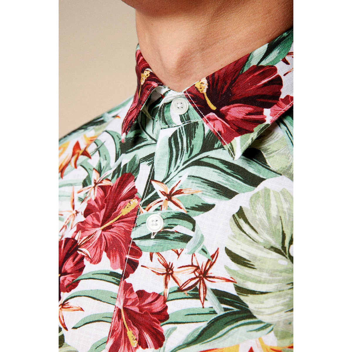 Camicia a maniche corte con stampa floreale