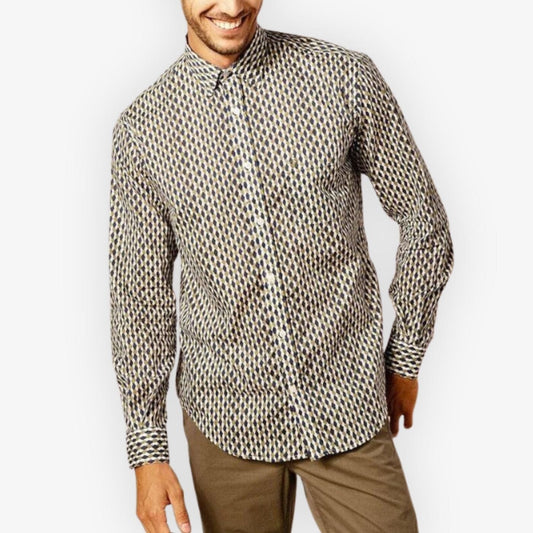 Camicia a maniche lunghe con stampa bicolore