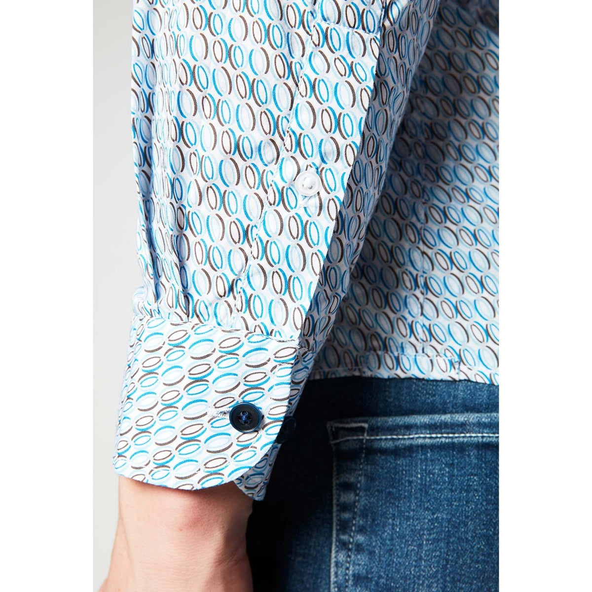 Camicia a maniche lunghe in tessuto fantasia