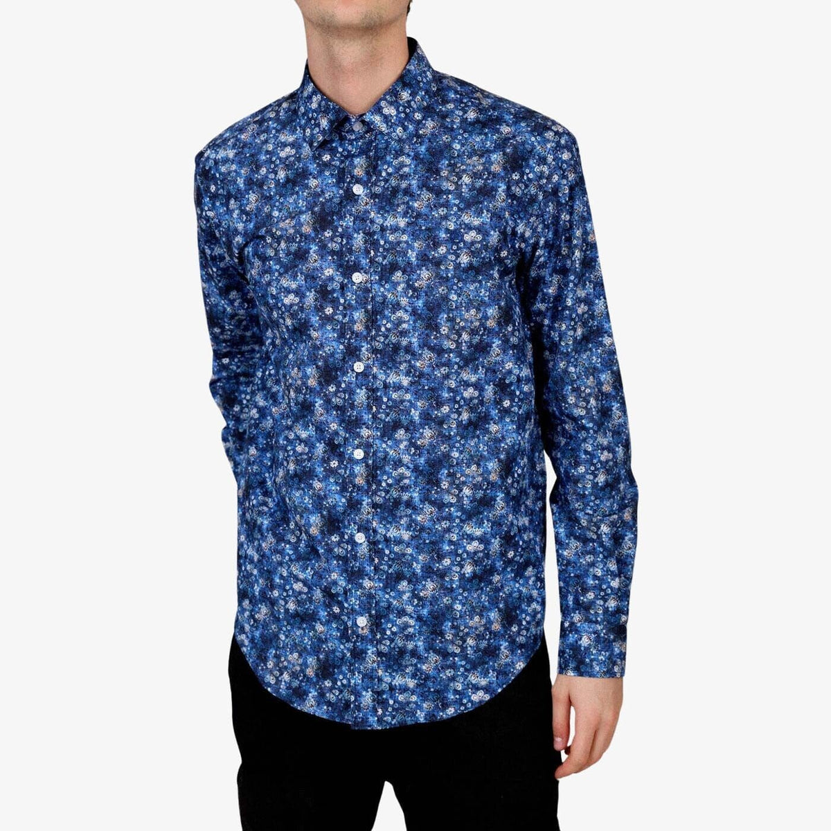Camicia a maniche lunghe stampata blu navy