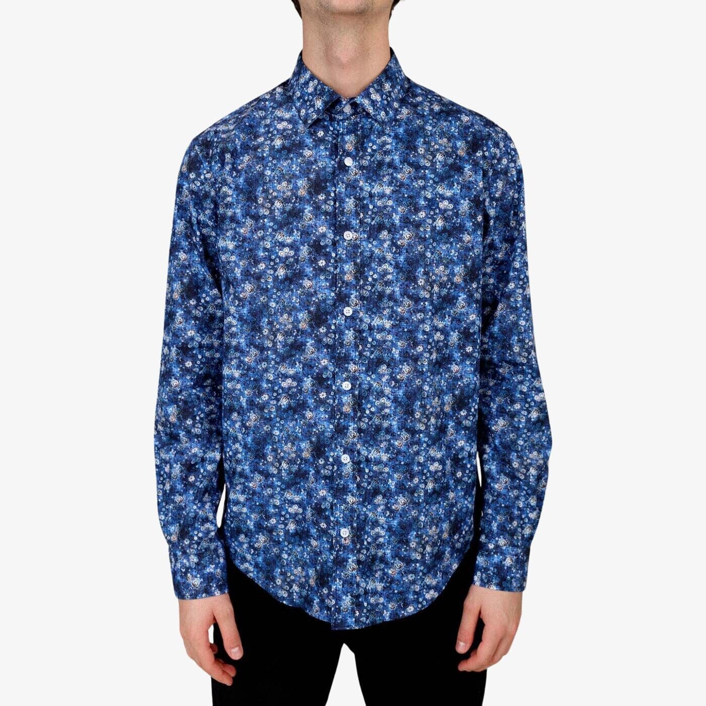 Camicia a maniche lunghe stampata blu navy