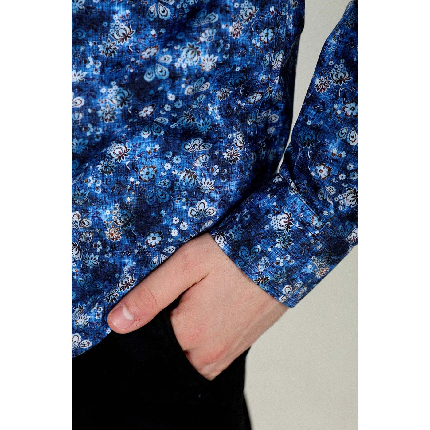 Camicia a maniche lunghe stampata blu navy