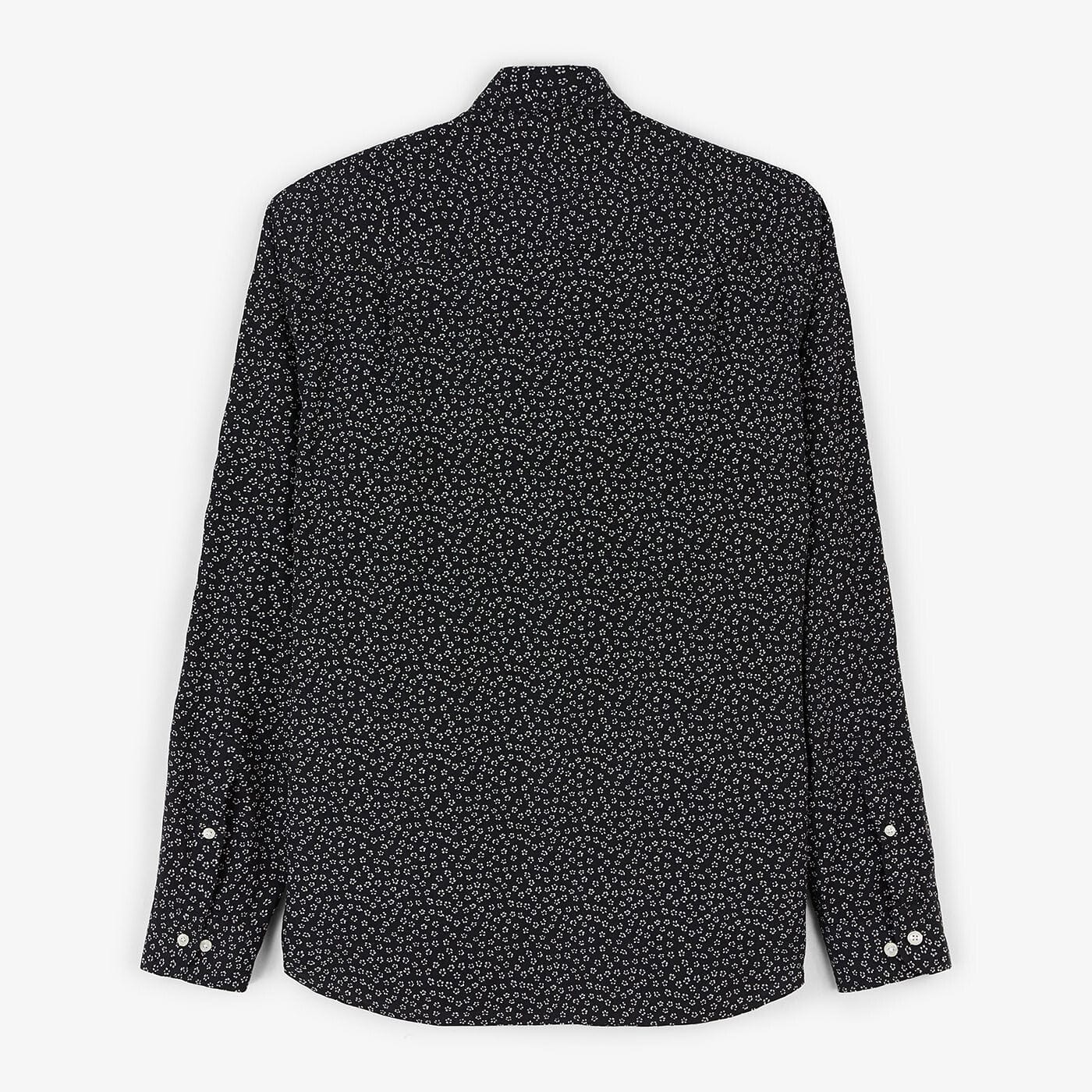 Camicia da uomo con stampa floreale nera, taglio aderente