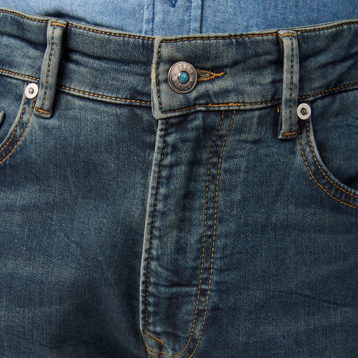 Jeans slavati da uomo a 5 tasche, taglio slim fit 325 Powertwist blu