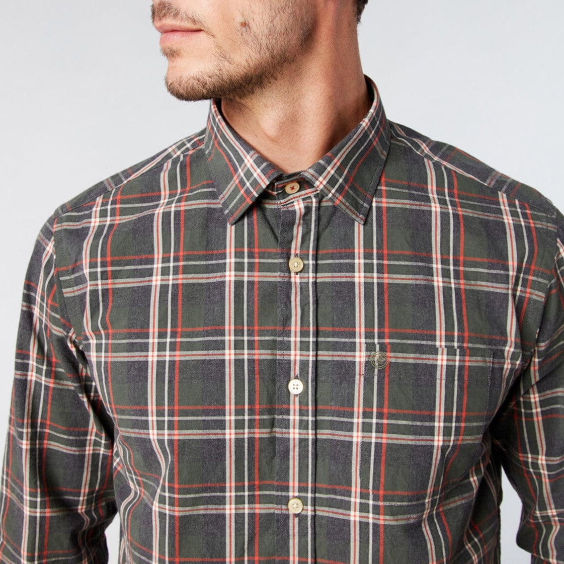 Camicia a maniche lunghe a quadri verde abete