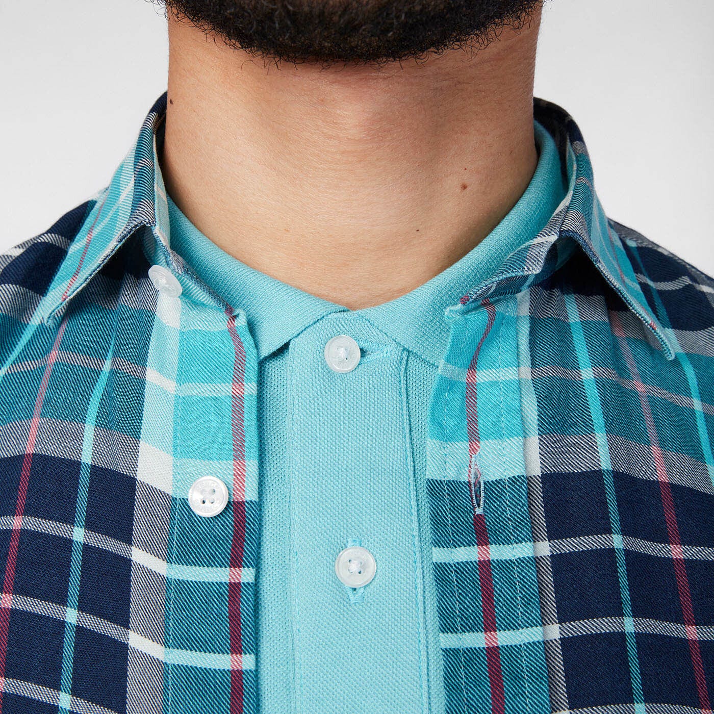 Camicia a maniche lunghe a quadri indaco