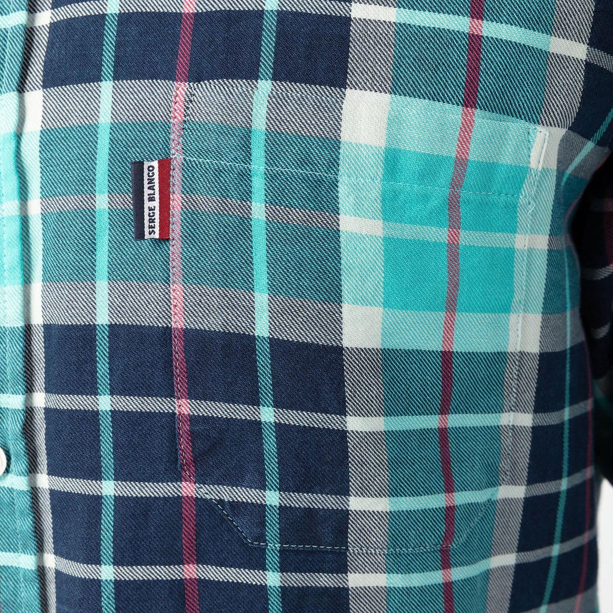 Camicia a maniche lunghe a quadri indaco