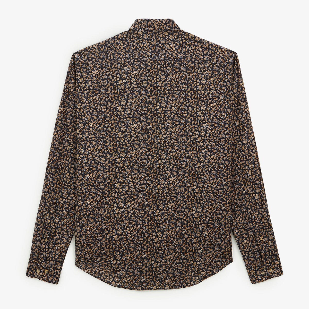 Camicia grigio acciaio a maniche lunghe in tessuto a fiori