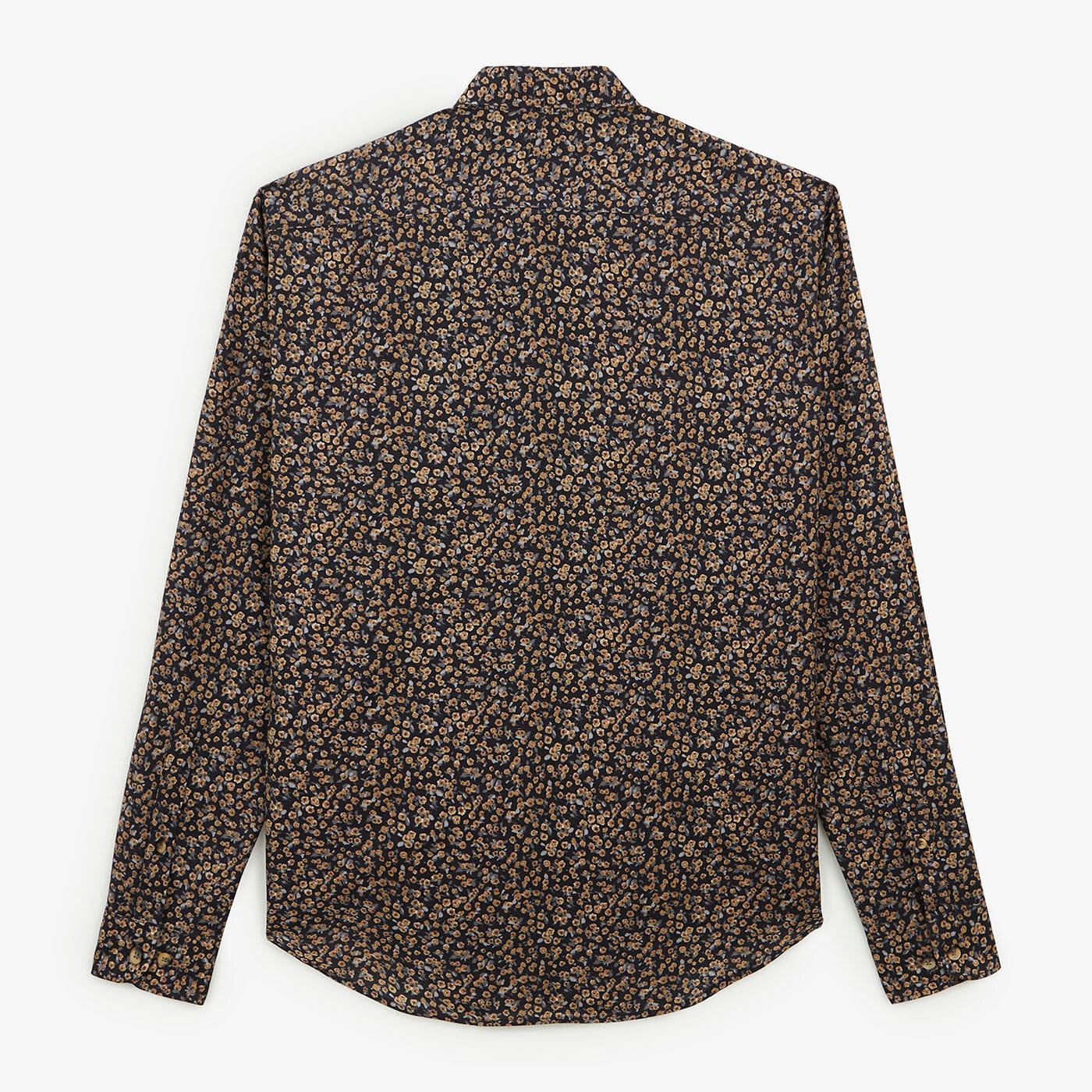 Camicia grigio acciaio a maniche lunghe in tessuto a fiori