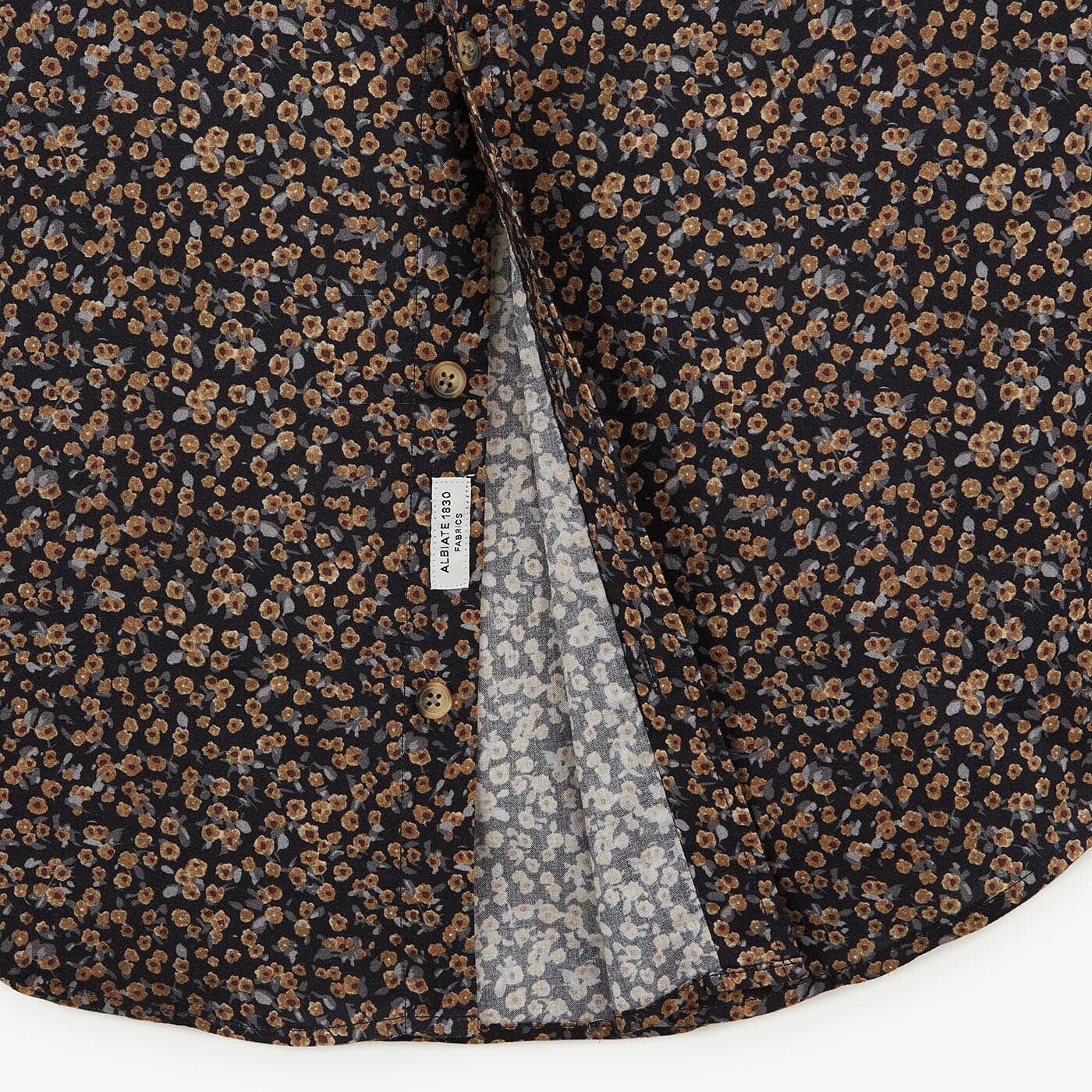 Camicia grigio acciaio a maniche lunghe in tessuto a fiori