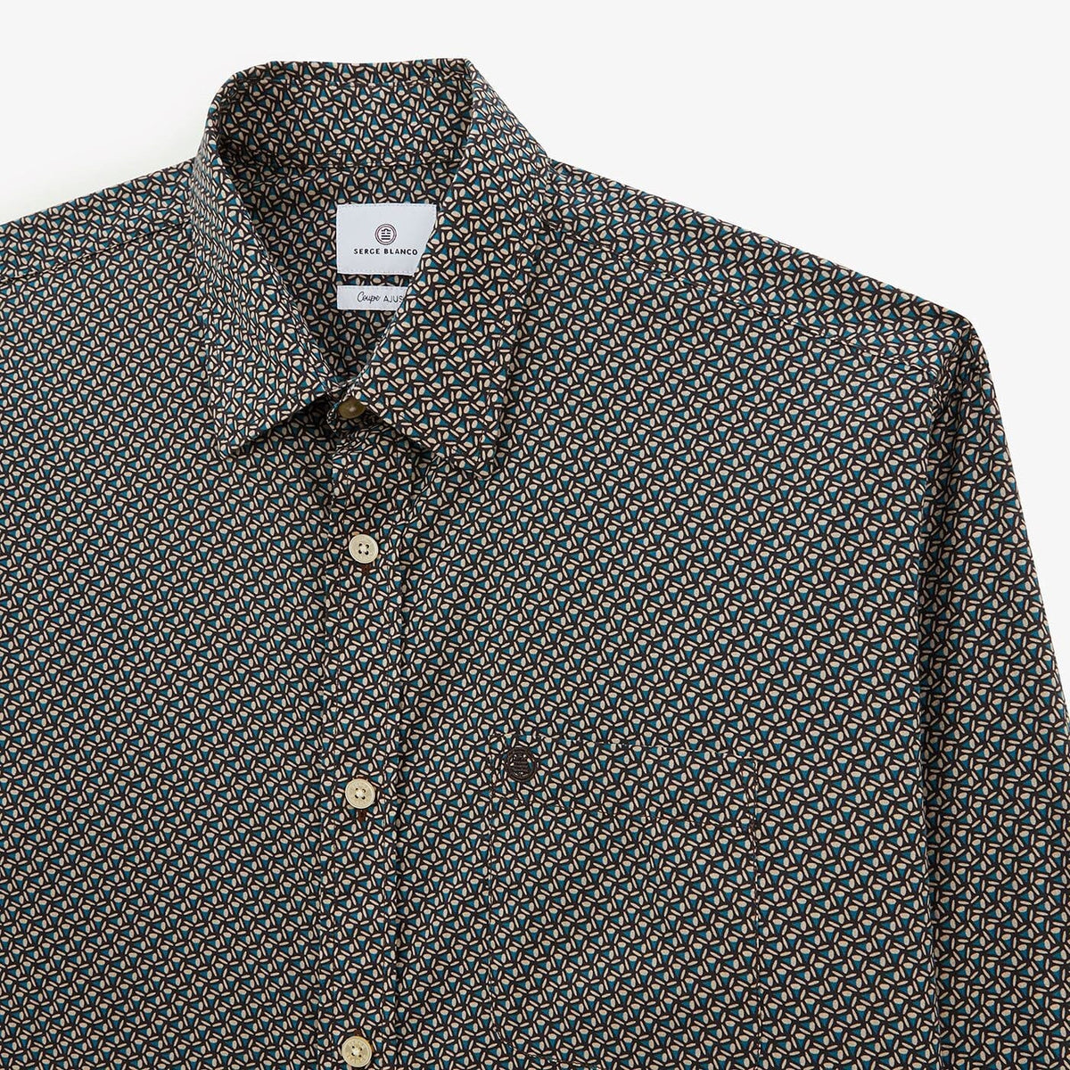 Camicia ametista a maniche lunghe in tessuto fantasia