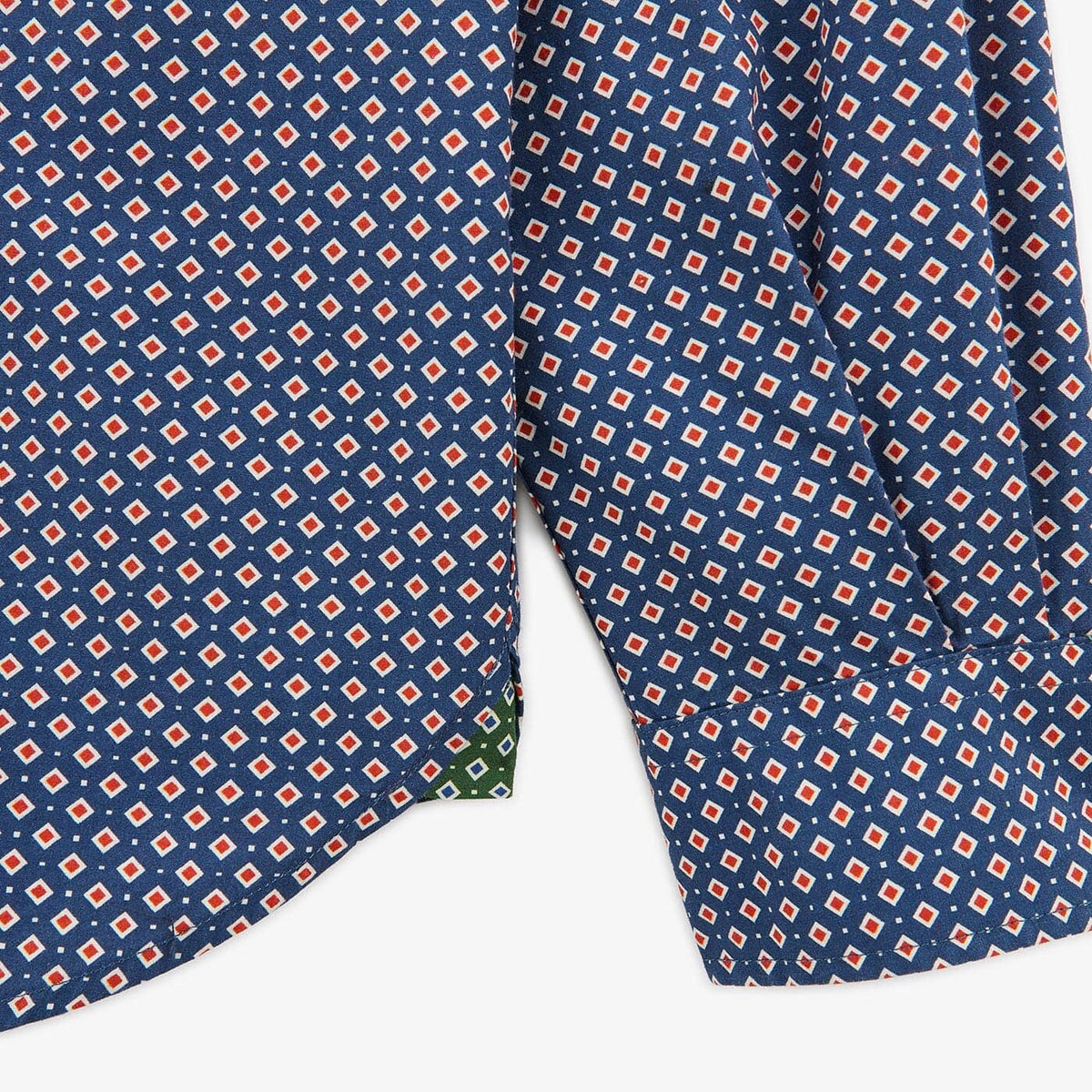 Camicia blu scuro con stampa geometrica a maniche lunghe in cotone