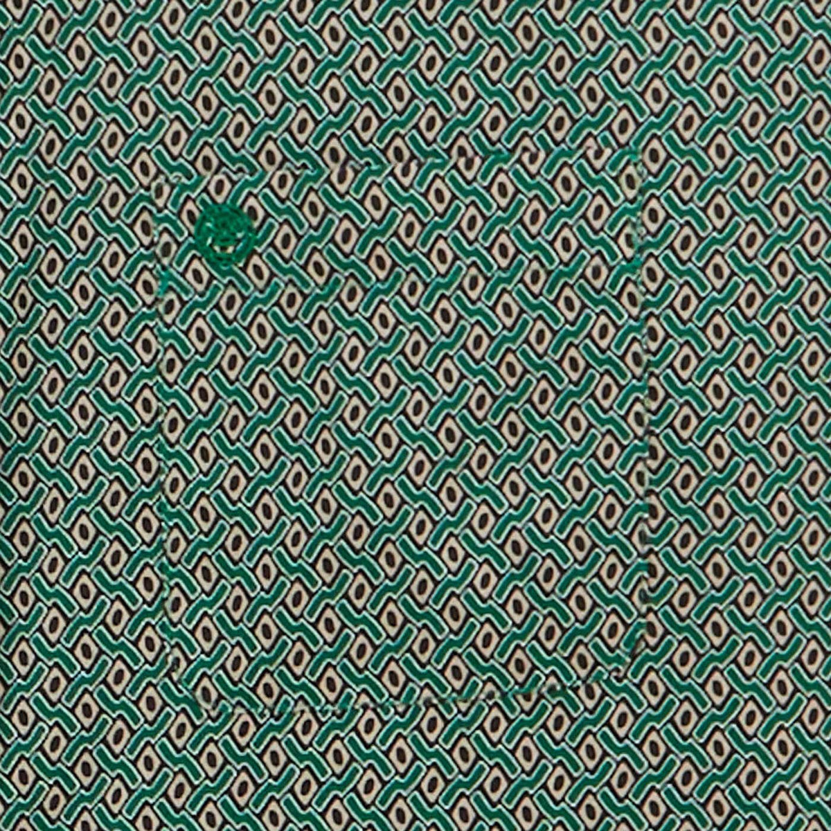 Camicia verde oliva a maniche lunghe con stampa geometrica