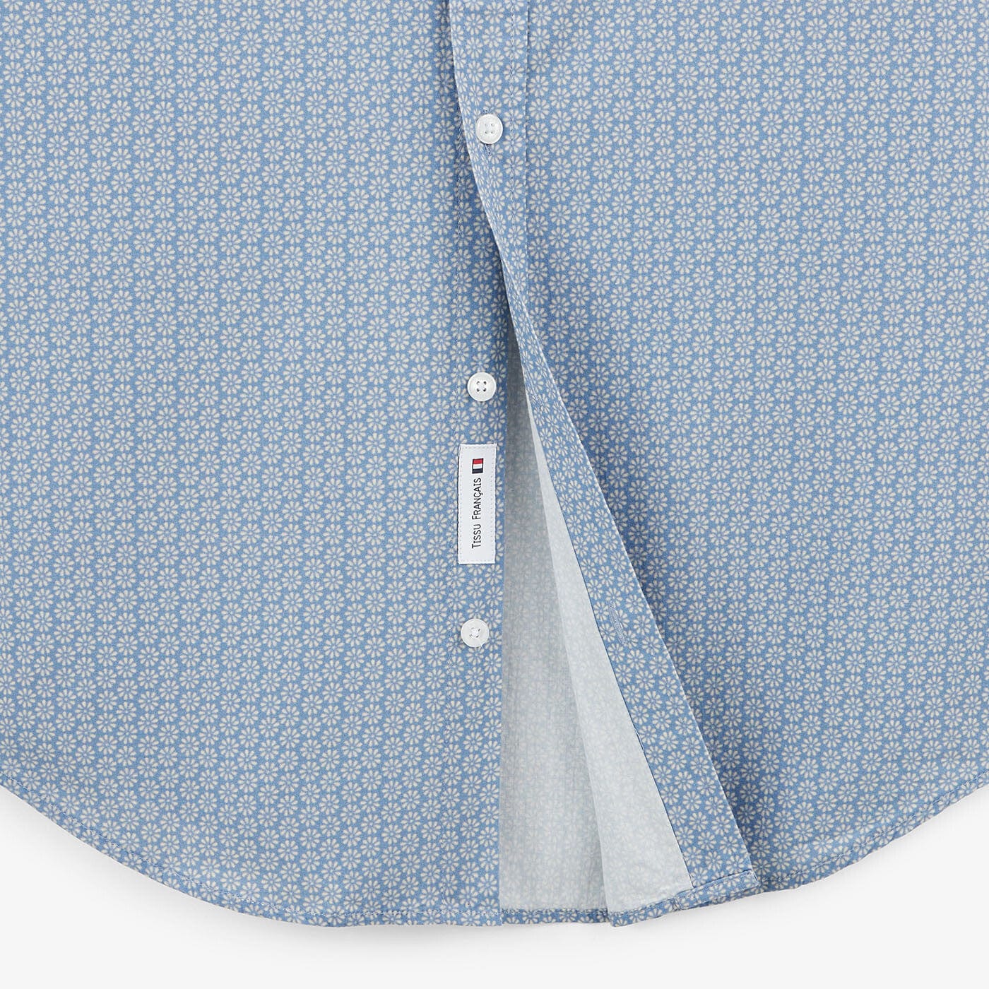 Camicia a maniche lunghe in cotone con stampa floreale blu pacifico