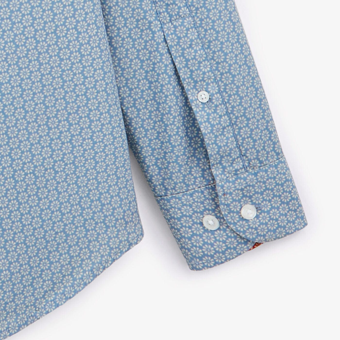 Camicia a maniche lunghe in cotone con stampa floreale blu pacifico