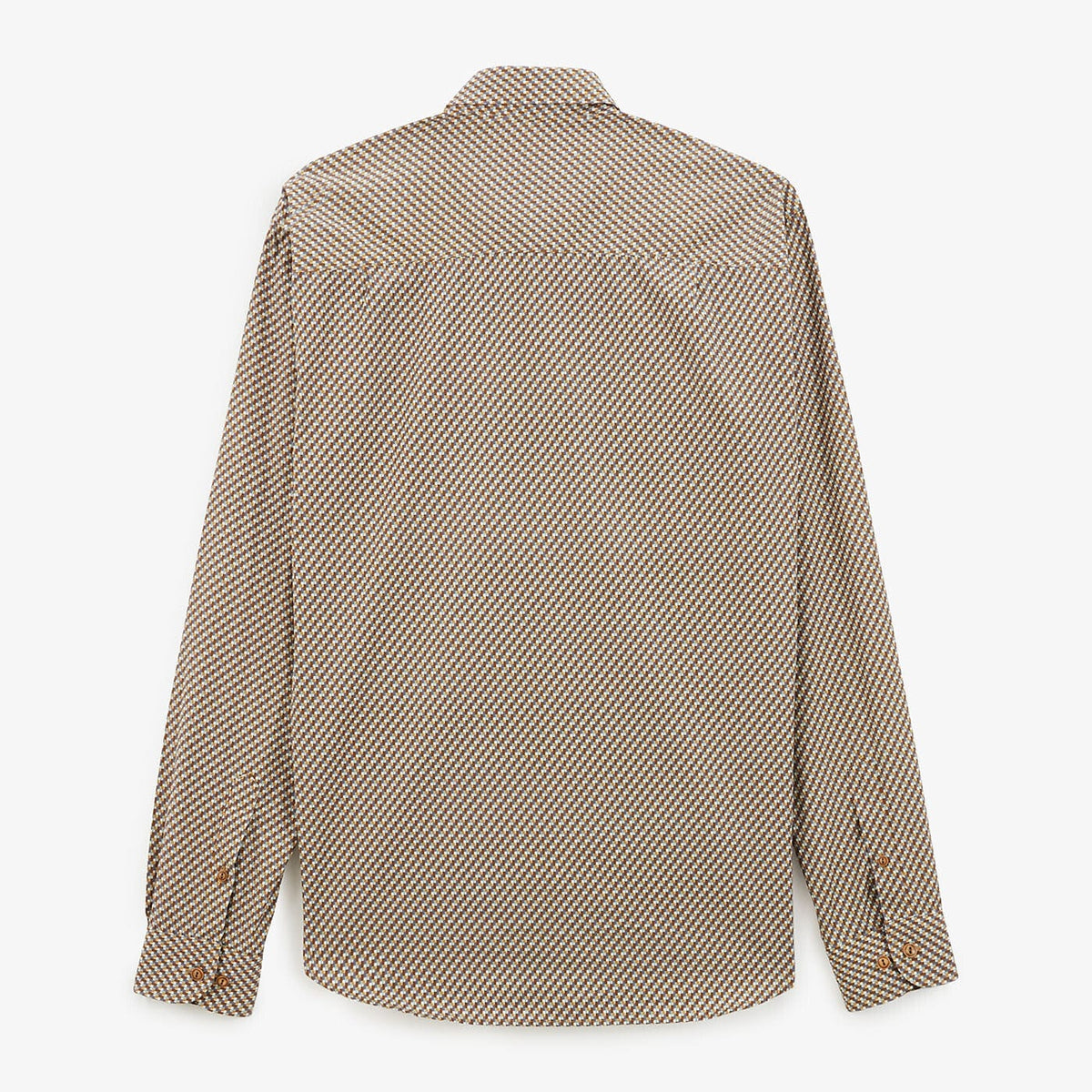 Camicia a maniche lunghe con stampa geometrica color nocciola