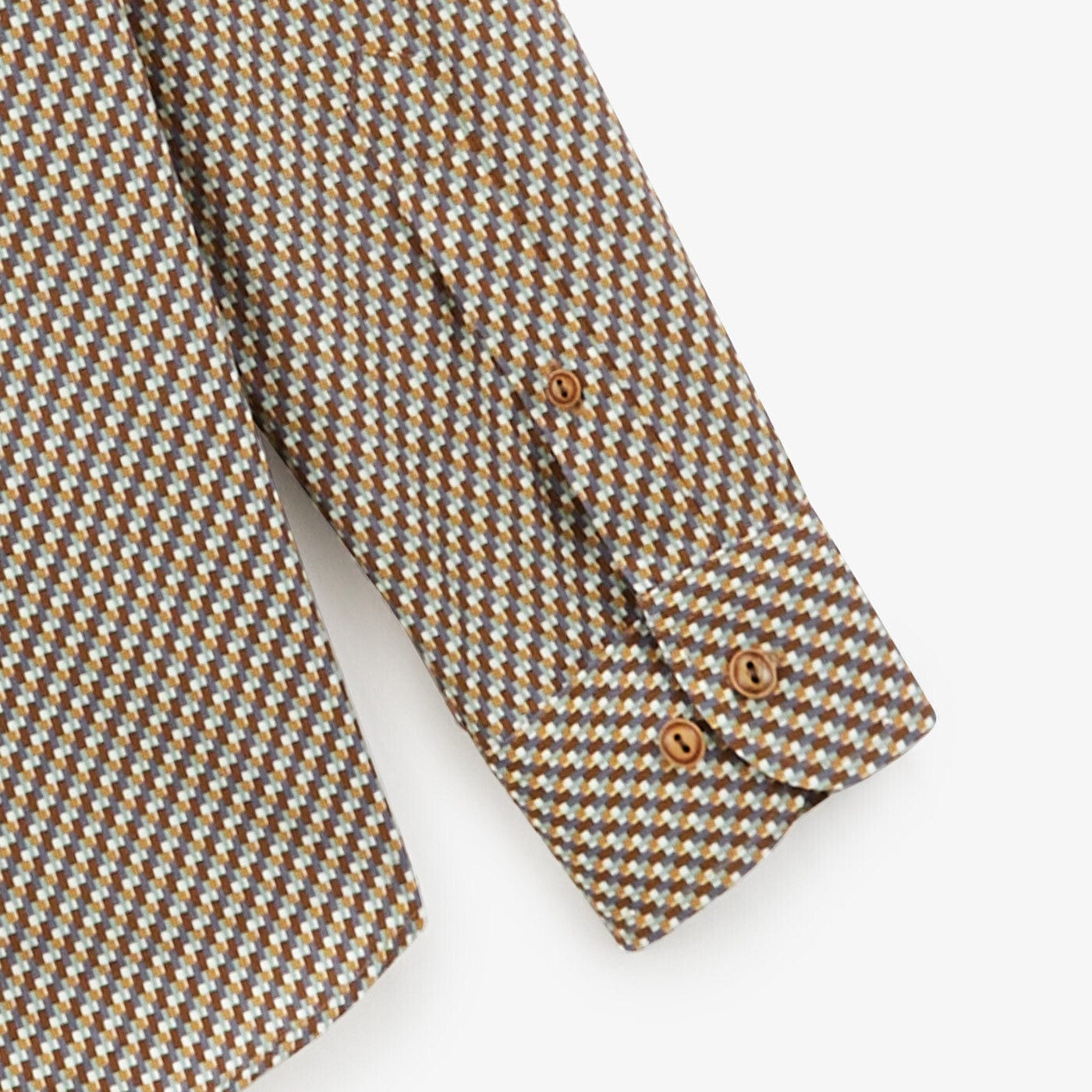 Camicia a maniche lunghe con stampa geometrica color nocciola