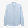 Camicia regular azzurra in tessuto di lino e cotone