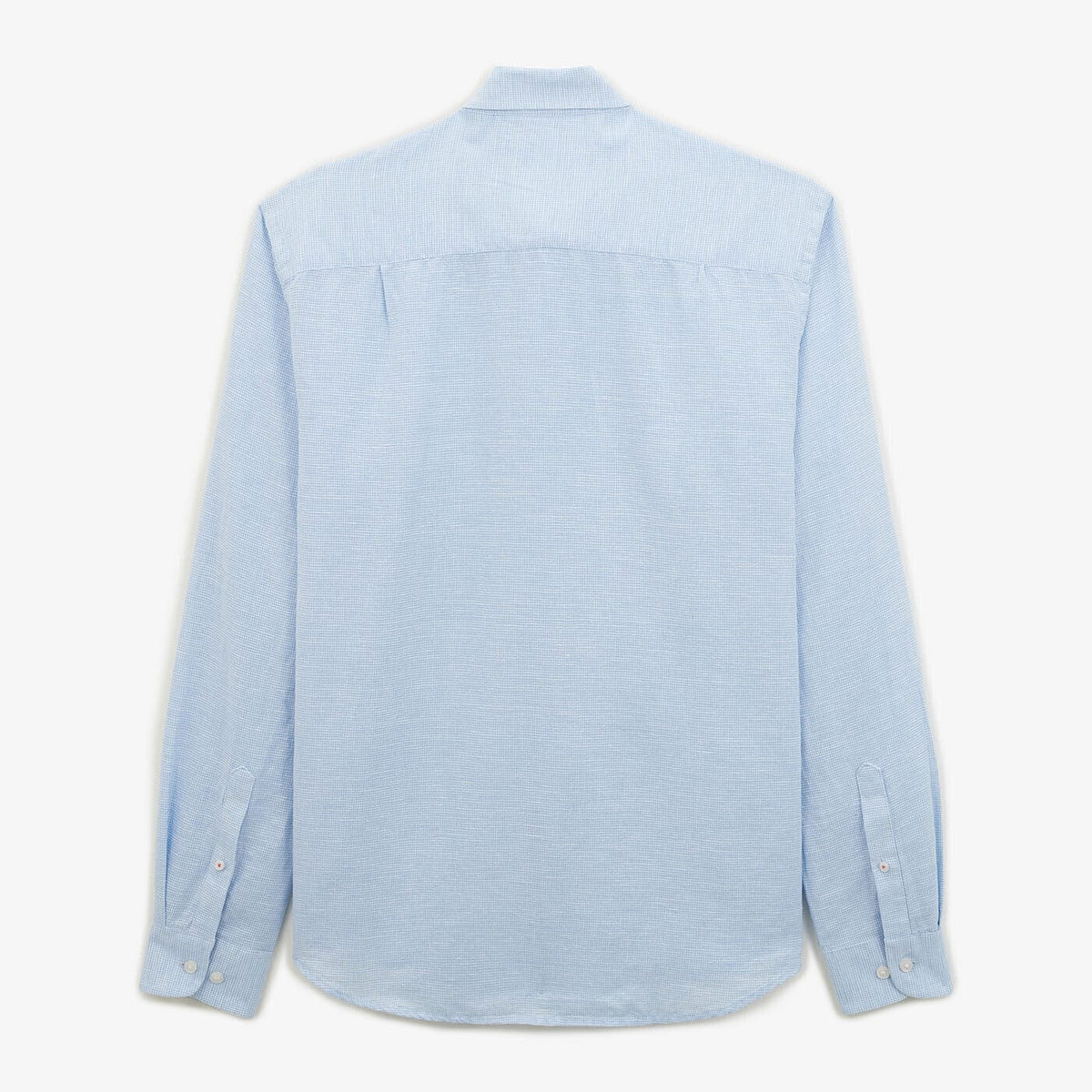 Camicia regular azzurra in tessuto di lino e cotone