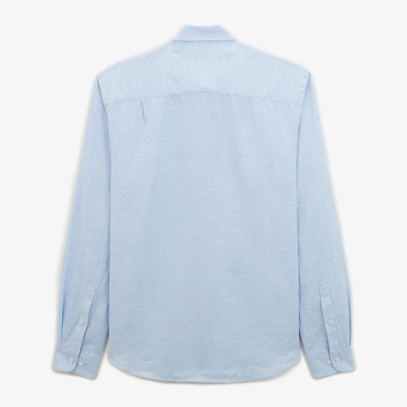 Camicia regular azzurra in tessuto di lino e cotone