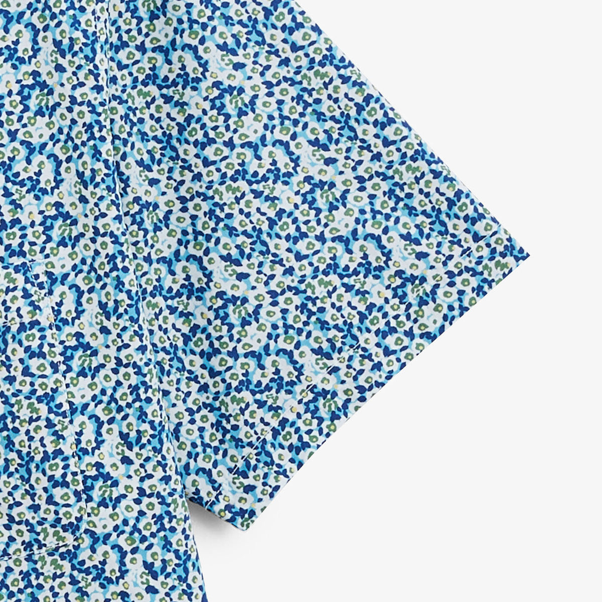 Camicia a maniche corte regular azzurra con stampa floreale