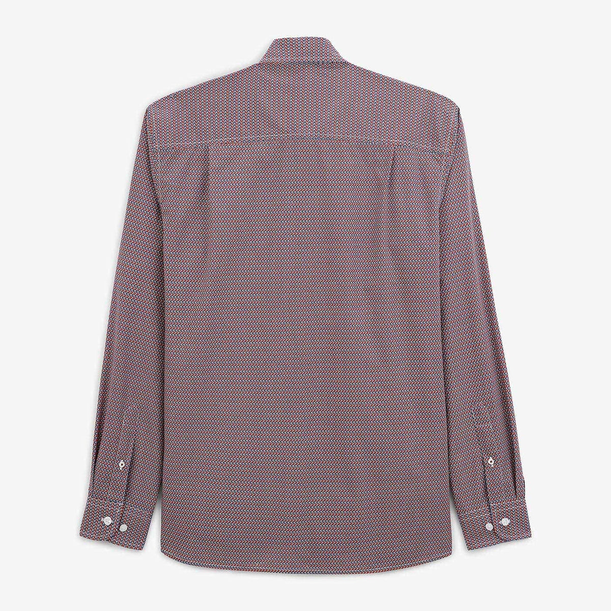 Camicia da uomo in cotone con stampa geometrica rossa, serge blanco