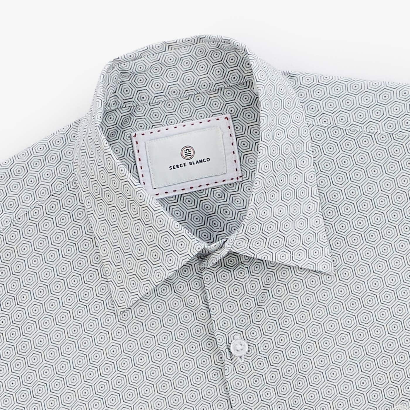 Camicia stampata blu indaco