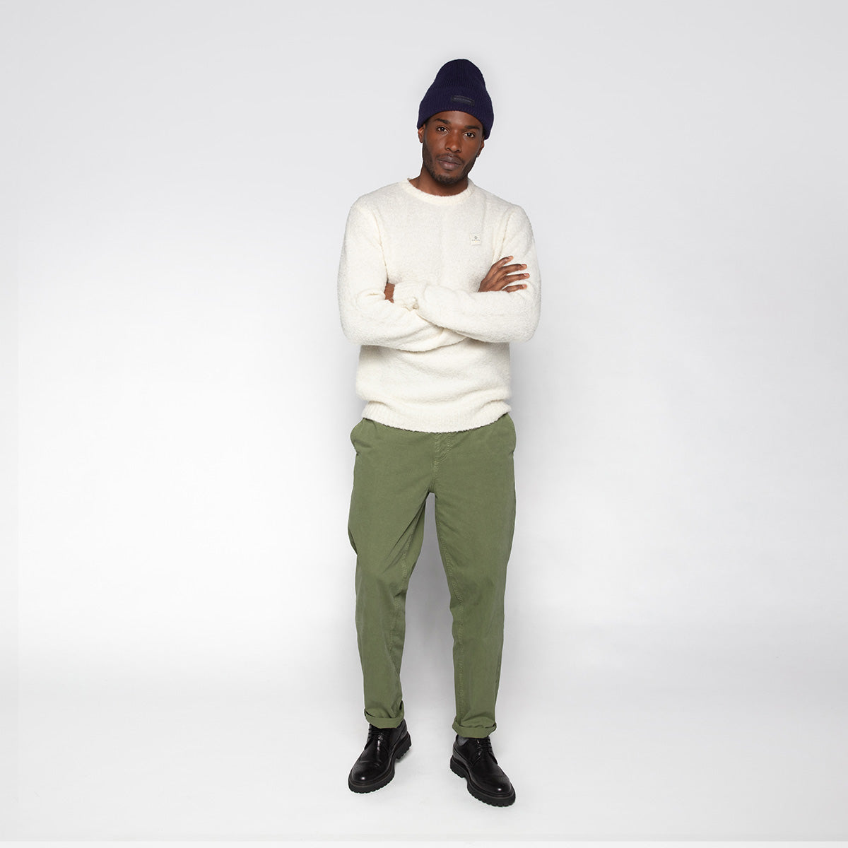 Chino 551 Taglio ampio in cotone elasticizzato verde militare da uomo SERGE BLANCO