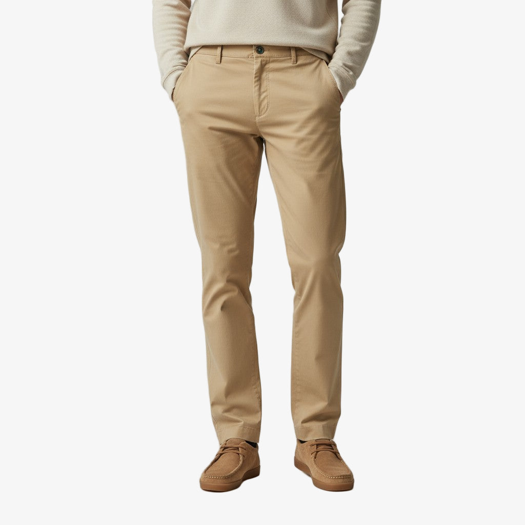 Chino 702 Taglio comodo in cotone beige da uomo SERGE BLANCO