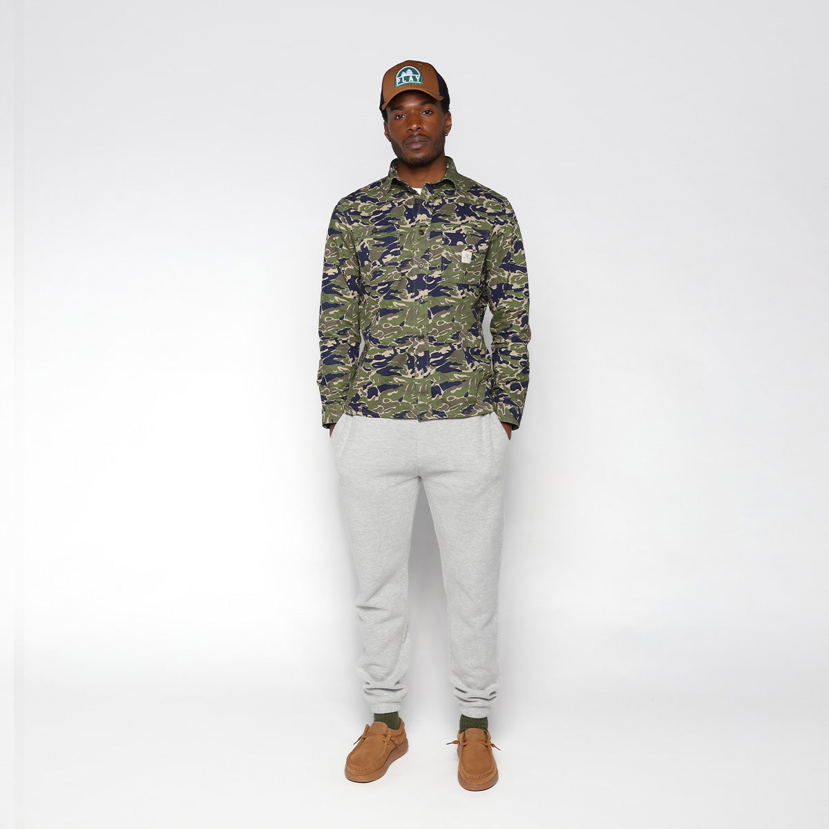 Pantaloni da jogging elasticizzati con cordoncino grigio melange Paolo Uomo SERGE BLANCO