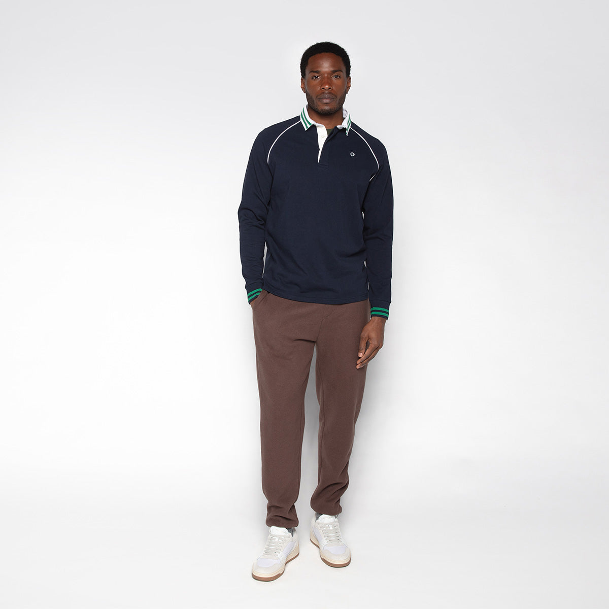 Pantaloni da jogging elasticizzati con cordoncino marrone ebano Paolo Uomo SERGE BLANCO