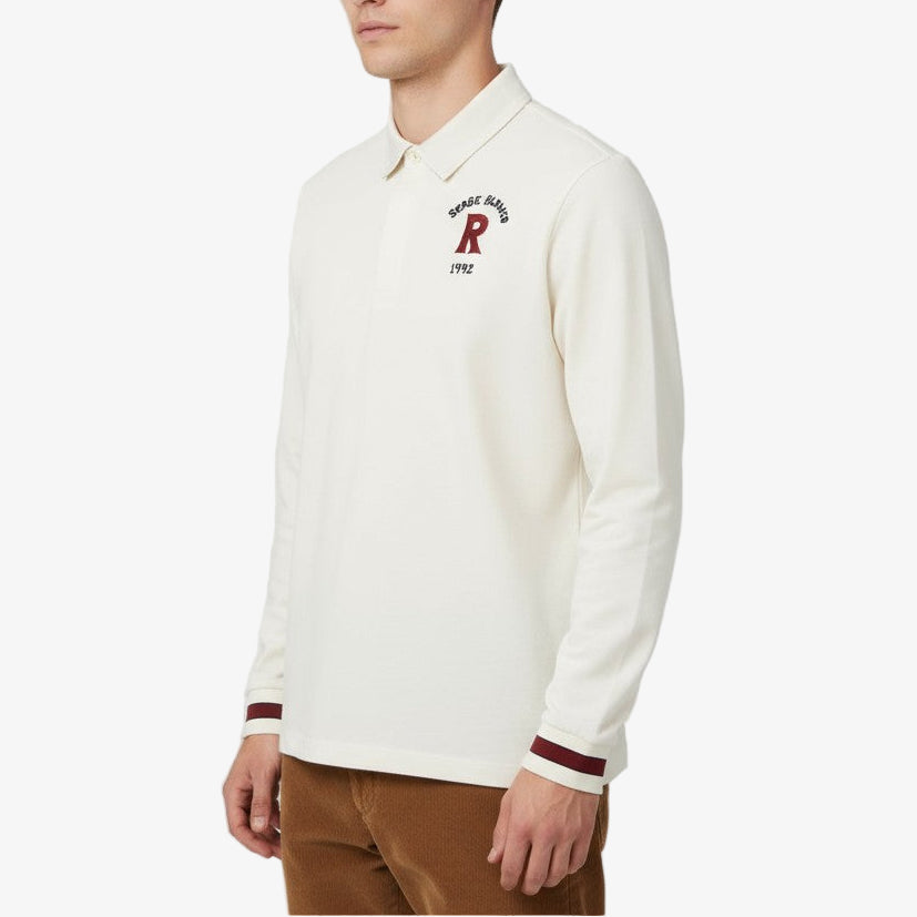 Maglia da rugby a maniche lunghe in cotone bianco avorio Lior