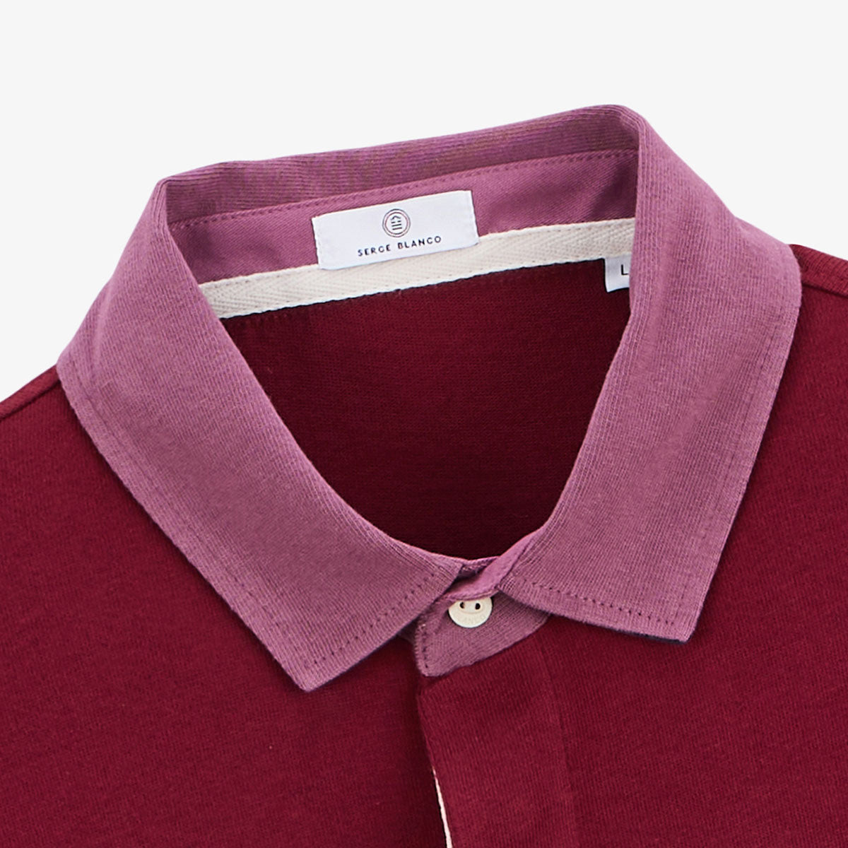 Maglia da rugby a maniche lunghe rosso merlot ricamata 15 uomo SERGE BLANCO