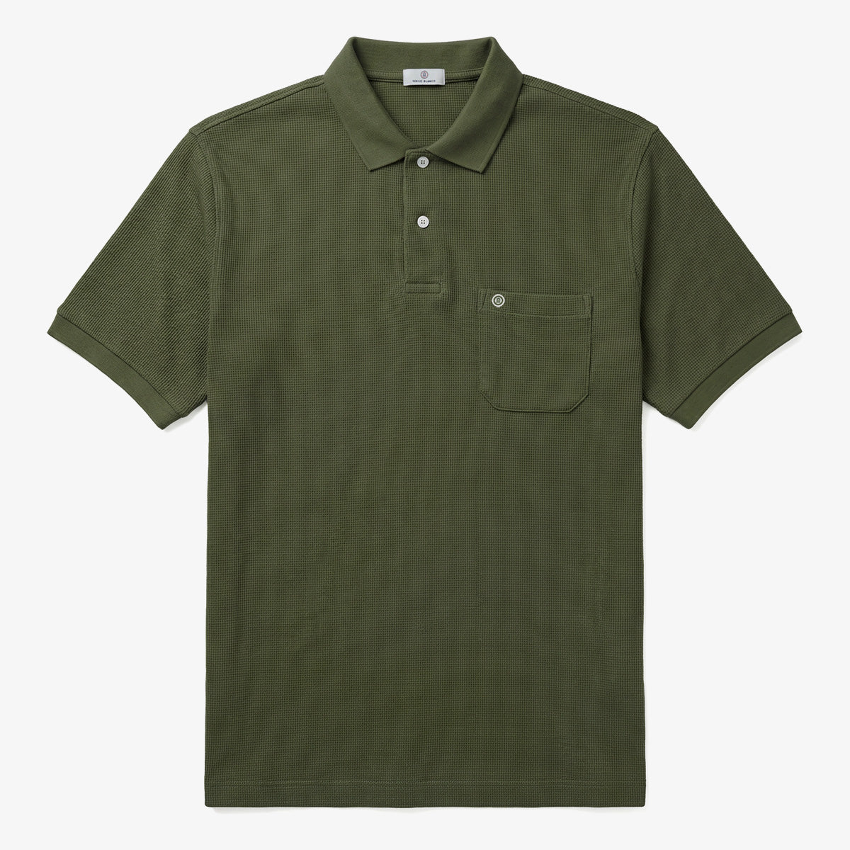 Polo a maniche corte in cotone goffrato verde militare