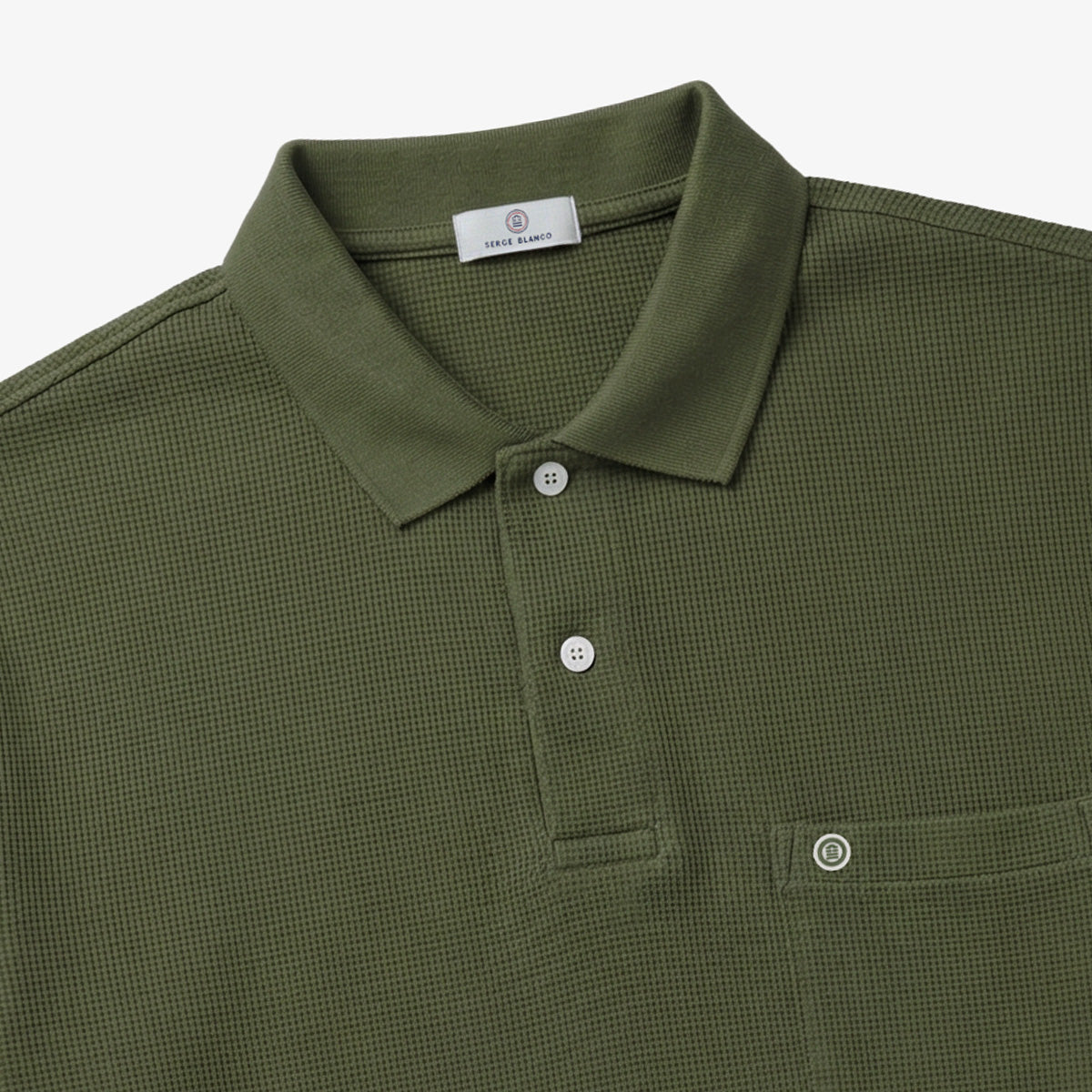 Polo a maniche corte in cotone goffrato verde militare