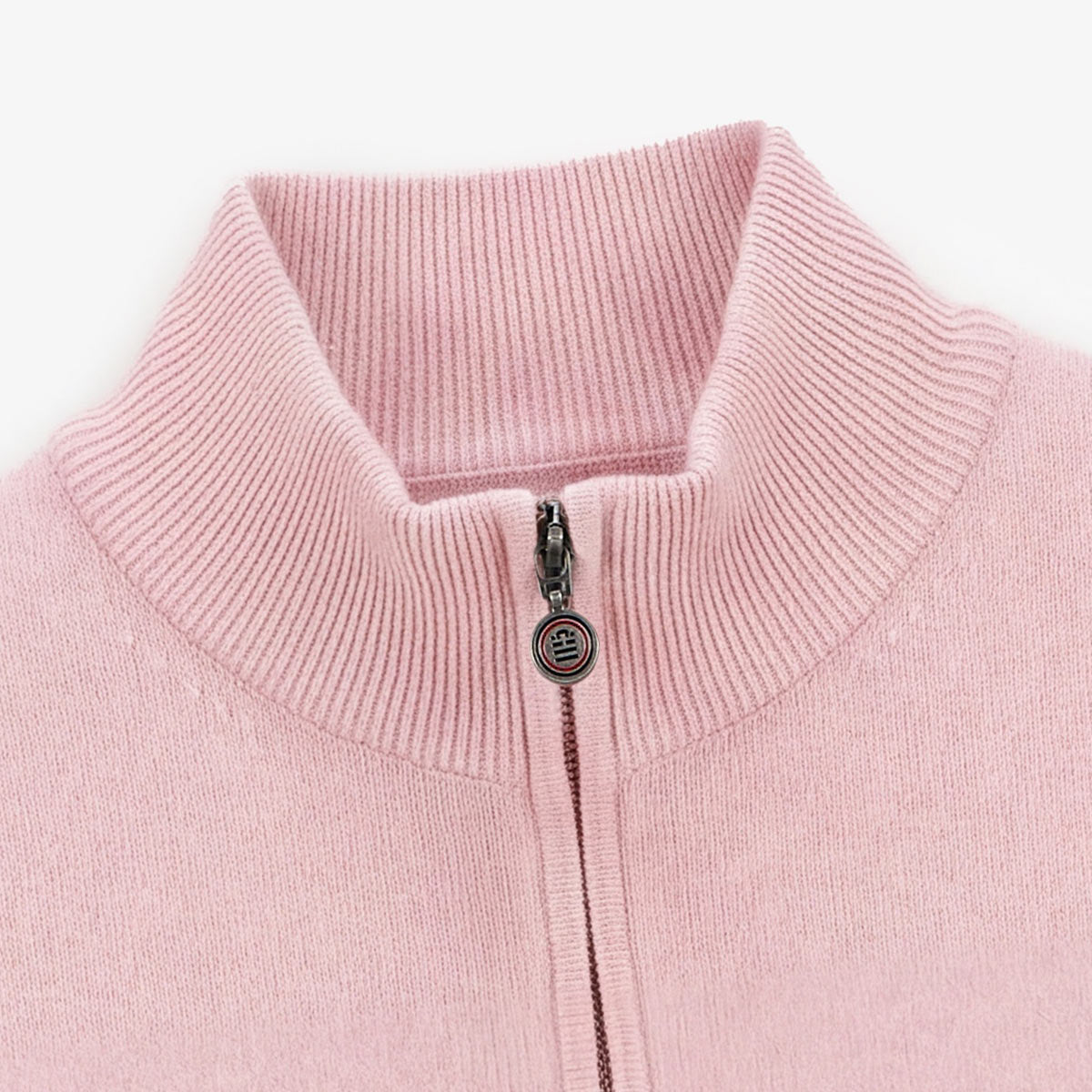 Maglione con collo a zip in cotone e lana rosa Malo
